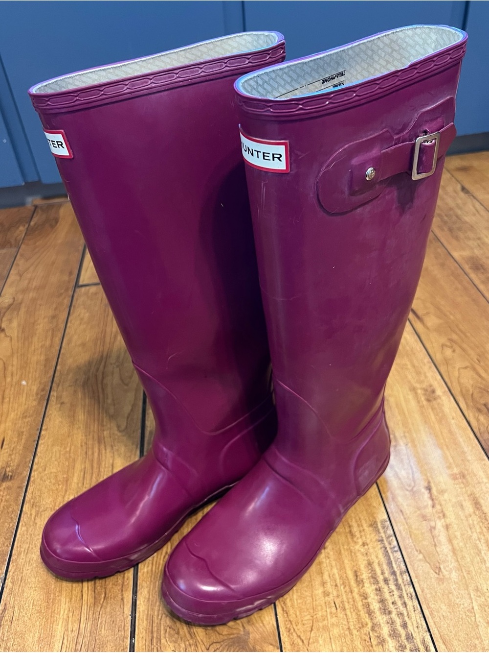 Hunter Glossy Tall Rain Boots in Berry Purple